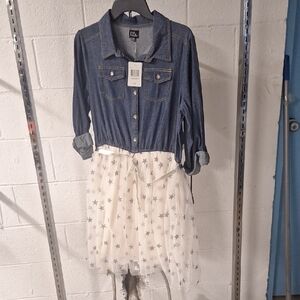 Lilt Denim and Starry Tulle Kids Dress
